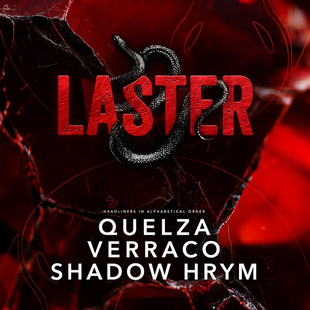 Cartel de Laster Club presents QUELZA, VERRACO & SHADOW HRYM